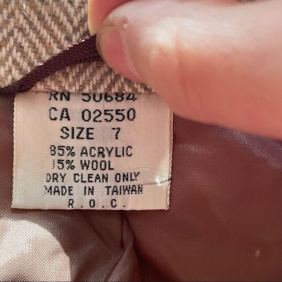 Vintage Plaisir Paris New York Spring Herringbone Wool Coat - Picture 11 of 11